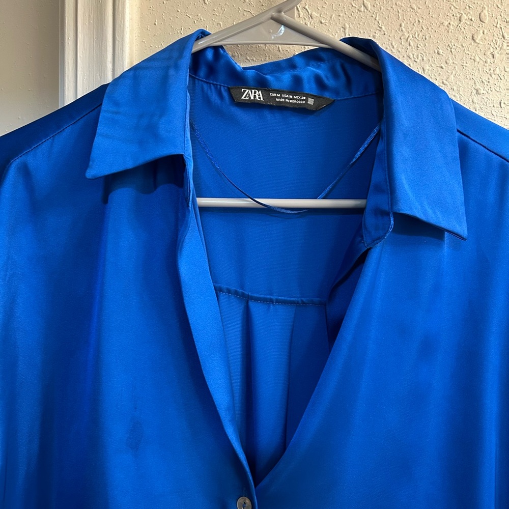 Zara women’s Vibrant Blue Button-Down Shirt